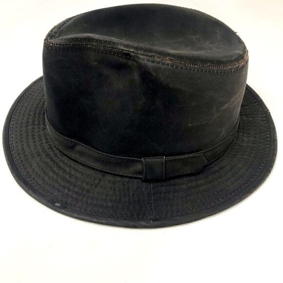 Outdoor Cap Dark Brown Waxed Indiana Jones Brimmed Fedora Hat - Picture 10 of 14